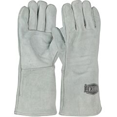 West Chester 9010/L Ironcat? Shoulder Split Cowhide Leather Welder'S Gloves With Cotton Liner, Gray, Size Large