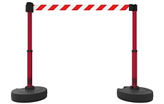 Banner Stakes Pl4298 Plus Barrier Set X2, Red/White Diagonal Stripe