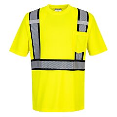 Portwest S395 Detroit Short Sleeve T-Shirt, Class 2, Yellow/Black
