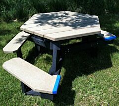 Vestil Pt-Phx-3944-Bkgy-Ada Recycled Plastic Picnic Table Hexagon Ada 39" X 44" 2000 Lb. Capacity, Black Leg Gray Top