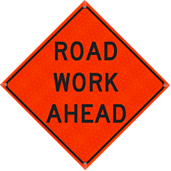 Plasticade R48Di-Mo-Pp-W20-1A 48" X 48" Road Work Ahead Roll-Up Sign, High Performance Marathon