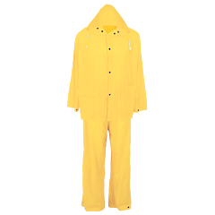 Global Glove Rp810 Three-Piece Yellow Pvc Rain Suit