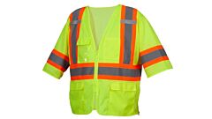 Pyramex Rvz3610M Class 3 Mesh Surveyor Vest, Two Tone, Lime, Size Medium