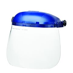 Sellstrom S39210 Single Crown Safety Face Shield With Universal Hard Hat Slot Adapter, Clear Tint, Uncoated, Blue Crown