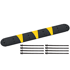 Plasticade Sb72N-Sasphalt-Ec Speed Bump With Reflective Stripes And End Caps, 6' For Asphalt, Black