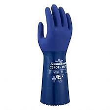Showa Atlas Cs701 Chemical Resistant Nitrile Gloves, Double Coated Anti-Slip Finish Nitrile Gloves, Polyester Liner, 14" Length, Size Medium