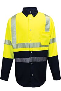 Drifire Shrtv3C3Yn5Xtl Fr Hybrid Work Shirt Class 3, Yellow/Navy, Size 5X-Large/Tall