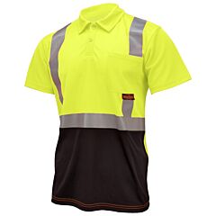 Radians St12B-2Pgs-Xl Shirt 2? Premium Heat Transferred, Stretchable Reflective Tape, 1 Horizontal Stripe, Left Chest Pocket, Color Blocking At Bottom Hi-Vis Green, Size X-Large