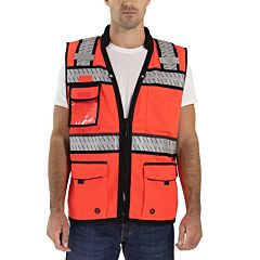 Tingley V71835C Type R Class 2 Vest, Csa Z96 Class 2 Level 2, Fluorescent Red, Polyester Solid, Zipper Closure, 13 Pockets, Two-Tone Silver Reflective Tape