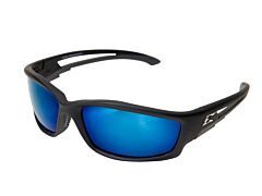 Edge Tskap218 Kazbek Safety Glasses, Black Frame With Polarized Aqua Precision Blue Mirror Lens