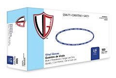 Vguard A22A23 3 Mil Vinyl Industrial Gloves, Powdered, Blue, Size Large