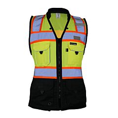 Kishigo S5021 Women'S Premium Black Series Surveyors Vest, Class 2, Lime, Size X-Large