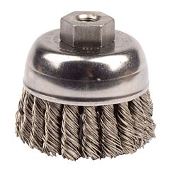 Weiler 13256 Single Row Heavy-Duty Knot Wire Cup Brush, 2-3/4 Dia., 3/8-24 Unf, .02 Stainless