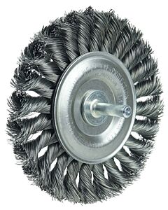 Weiler 17686 Standard Twist Knot Wire Wheel, 4 In D X 1/2 In W, .0118 In Steel, 1/4 In Stem