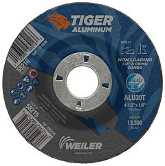 Weiler 58215 Aluminum Combo Wheels, 4 1/2 In Dia, 7/8 In Arbor, Type 27, 30 Grit, Alum. Oxide