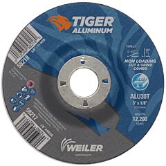 Weiler 58217 Aluminum Combo Wheels, 5 In Dia., 7/8 In Arbor, Type 27, 30 Grit, Alum. Oxide