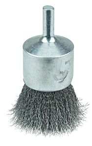 Weiler 36284 Vortec Pro Stem Mtd Crimped Wire End Brushes, Carbon, 1 In Dia, .006 Wire