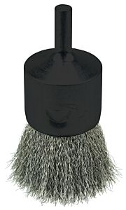 Weiler 10021 Crimped Wire Solid End Brush, Stainless Steel, 22,000 Rpm, 1 In X 0.006 In