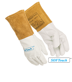 Weldas 10-1009M Softtouch Tig Welding Gloves, Top Grain Goatskin, 5" Cuff, Pearl, Size Medium, 1/Pair