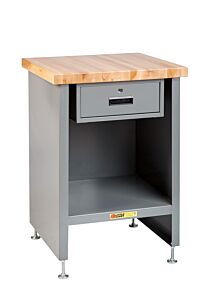 Little Giant Wtc-2424-Ll-Dr Enclosed Table With Drawer And Butcher Block Top, 34" To 37"H X 24"D X 24"W
