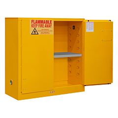 Durham 1030M-50 Fm Approved, Flammable Storage Cabinet, 30 Gallon, 2 Doors, Manual Close, 1 Shelf, Safety Yellow